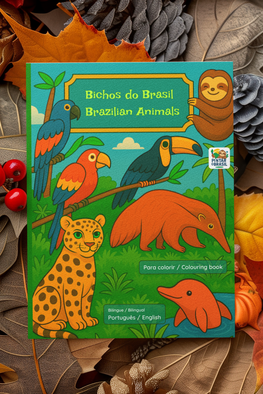 Bichos do Brasil - Brazilian Animals - Livro de colorir bilíngue (português-inglês)