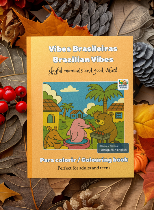Vibes Brasileiras - Brazilian Vibes - Livro de colorir bilíngue (português-inglês)